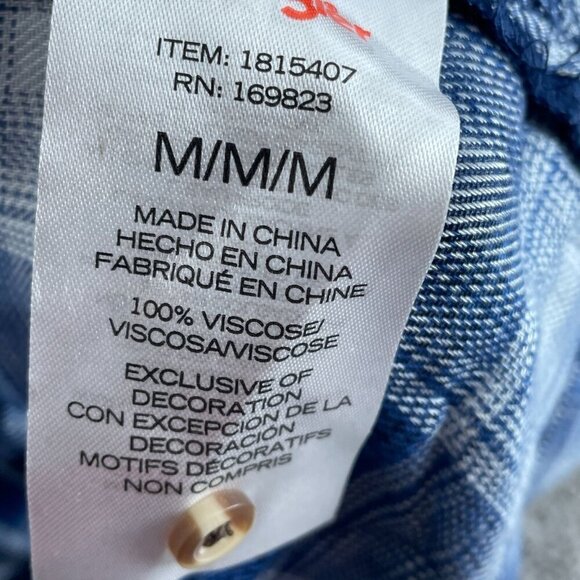 Wrangler Womens Blue Plaid Button-Front 3/4 Sleeve Tunic Top M Viscose NWT 0150 - Picture 3 of 9